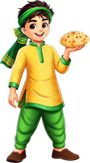 Veer holding a fresh roti